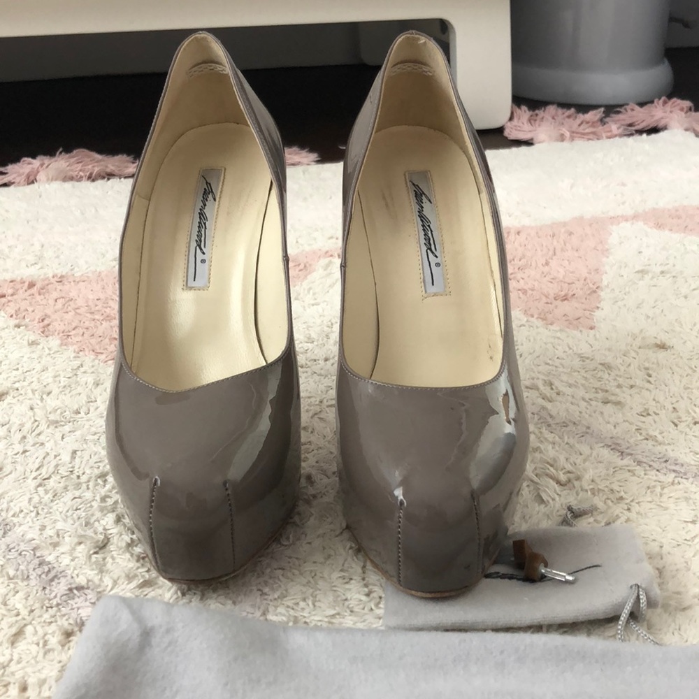 Brian Atwood platform patent leather pumps